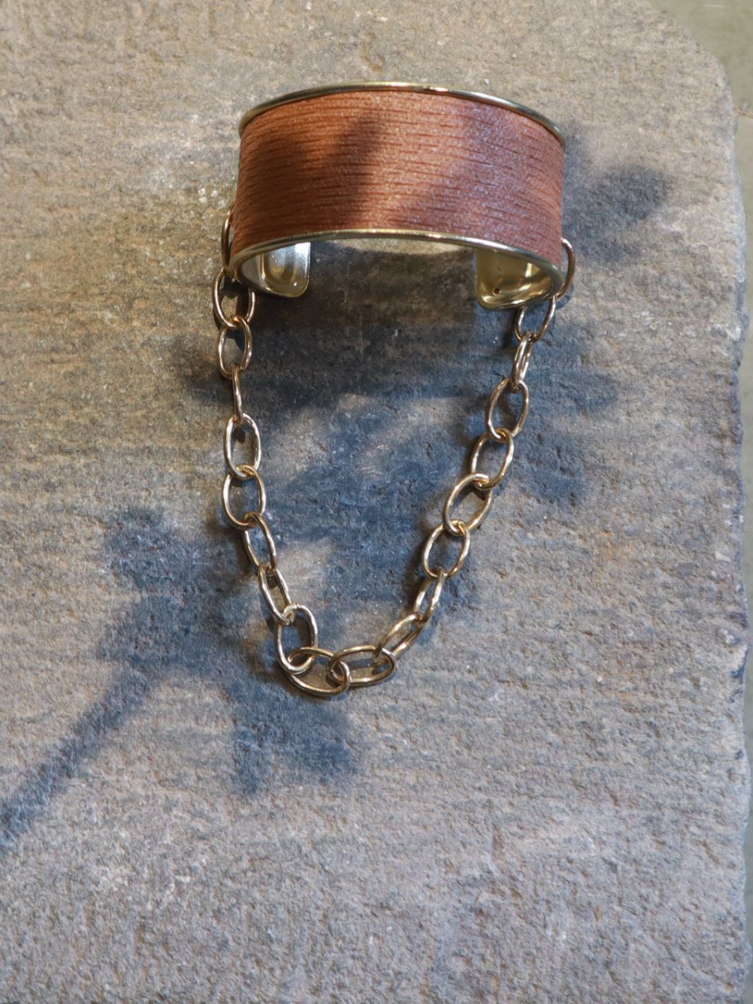 Adjustable Plant Leather Sepia Luxe Cuff Bracelet