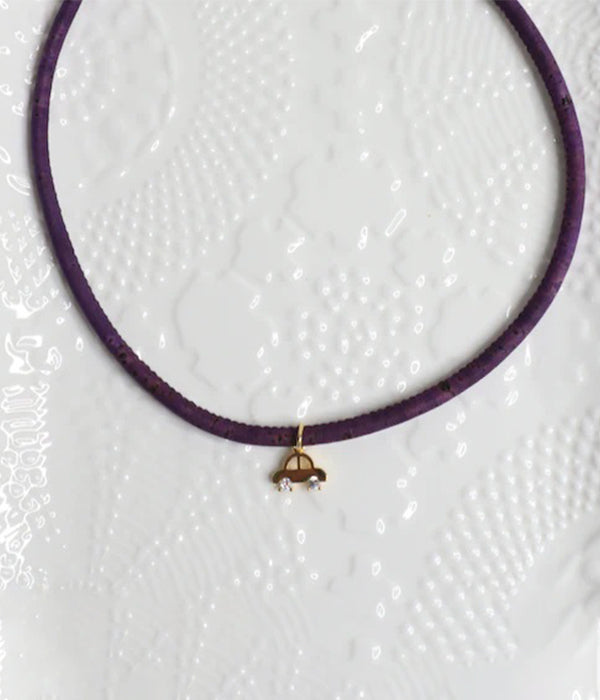 Kids Cork Car Pendant Necklace