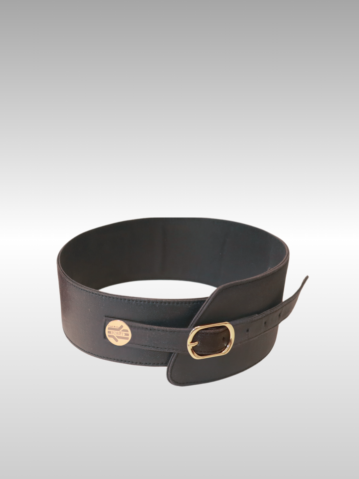 FOReT Plant Leather Obi Belt with gold logo and buckle