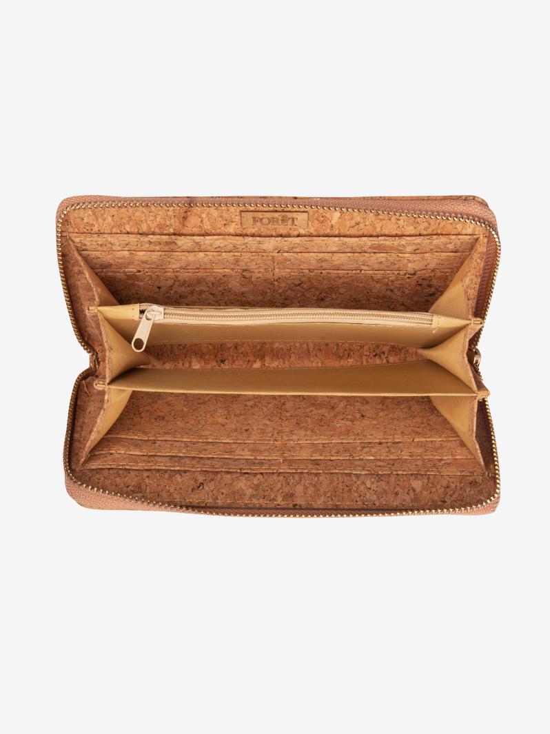 Golden Sands: Women's Beige and Gold Cork Wallet Purse