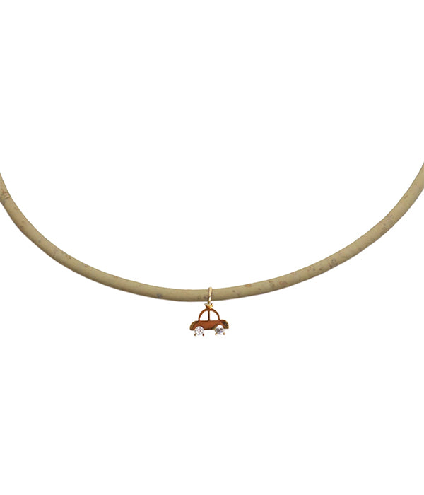 Kids Cork Car Pendant Necklace