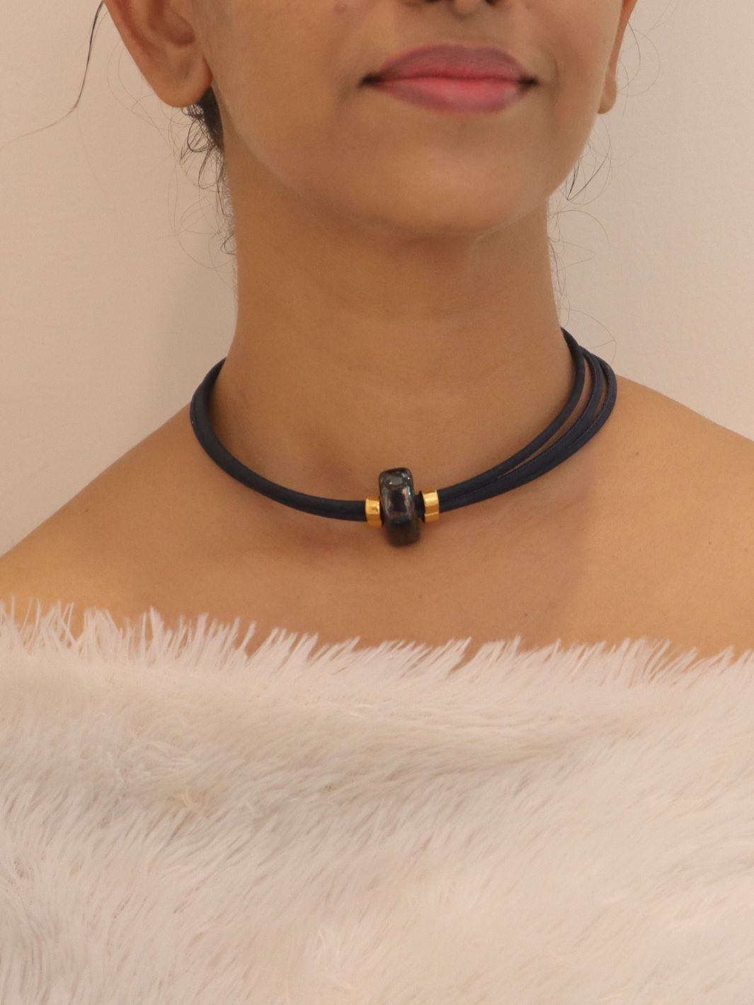 Midnight layered Navy Blue choker for women