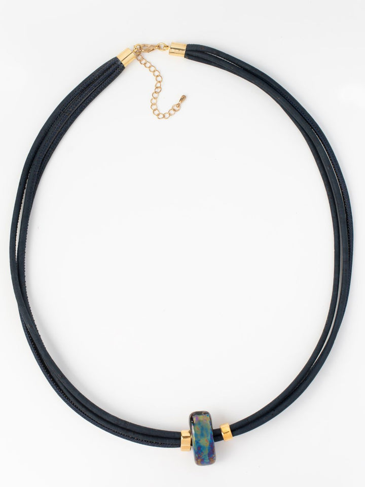 Midnight choker necklace in navy blue and