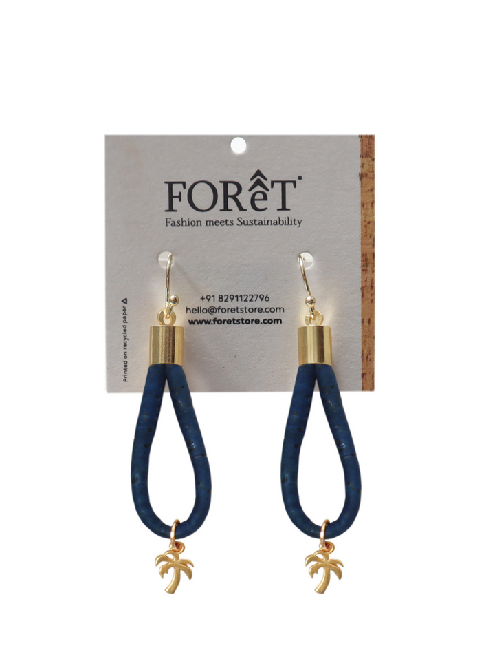 Coconut Palm Tree Earring in Cork