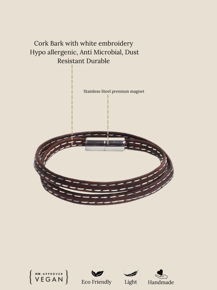Celebrity Approved Vegan Cork Mens Wrap Bracelet By Foret
