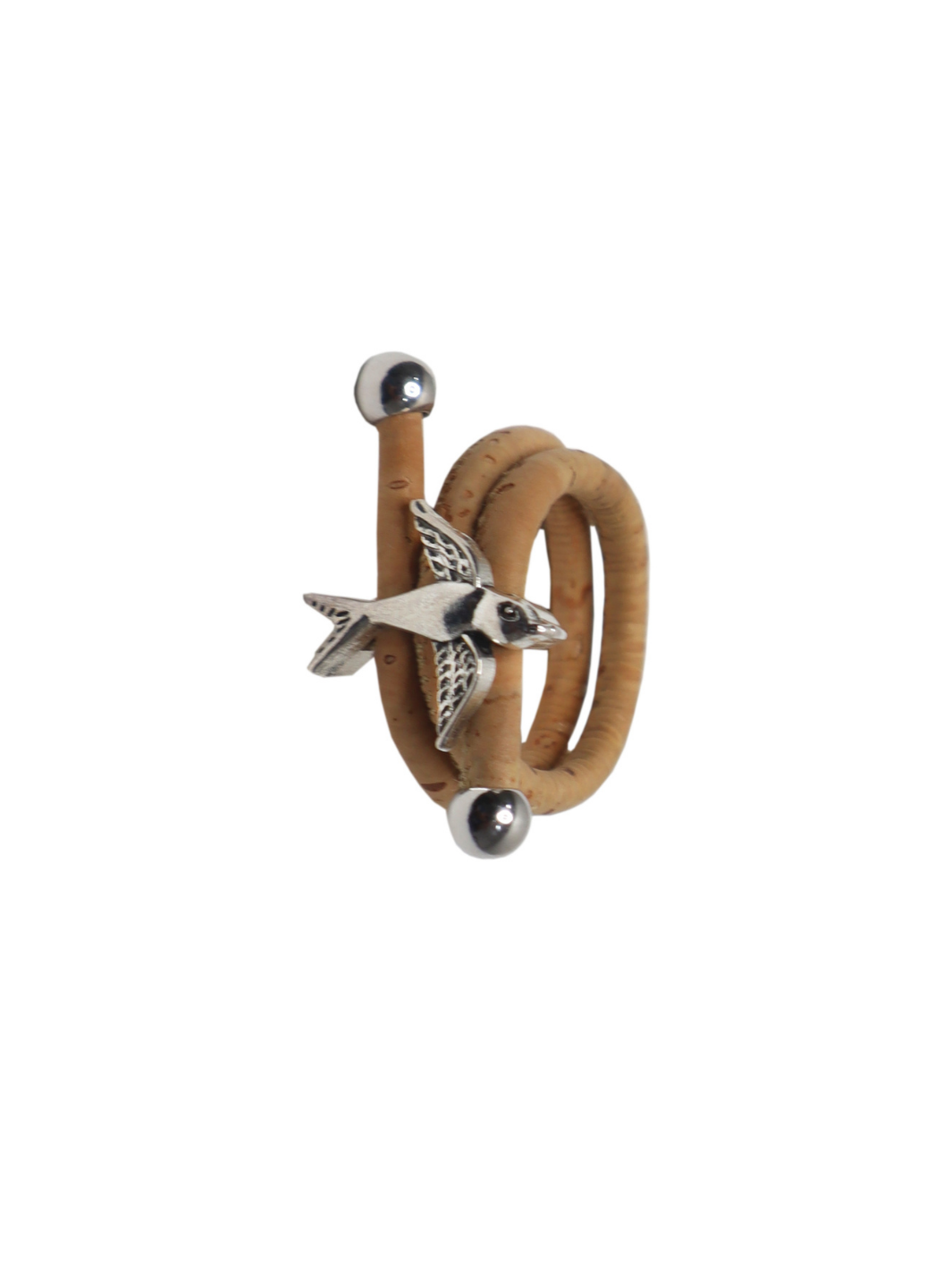 Bird Design in Cork with Antique Silver charms