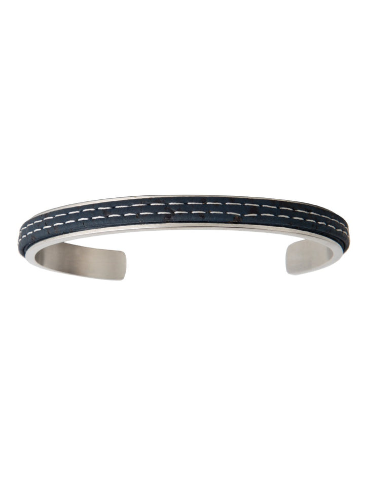 FOReT Cuff with Navy Blue Cork and Self Embroidered
