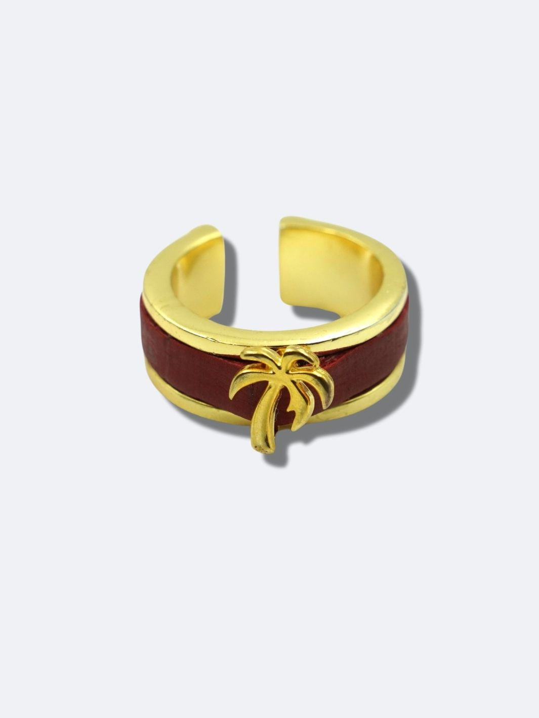 Coconut  Palm Tree in 18K Adjustable Gold Cuff Ring