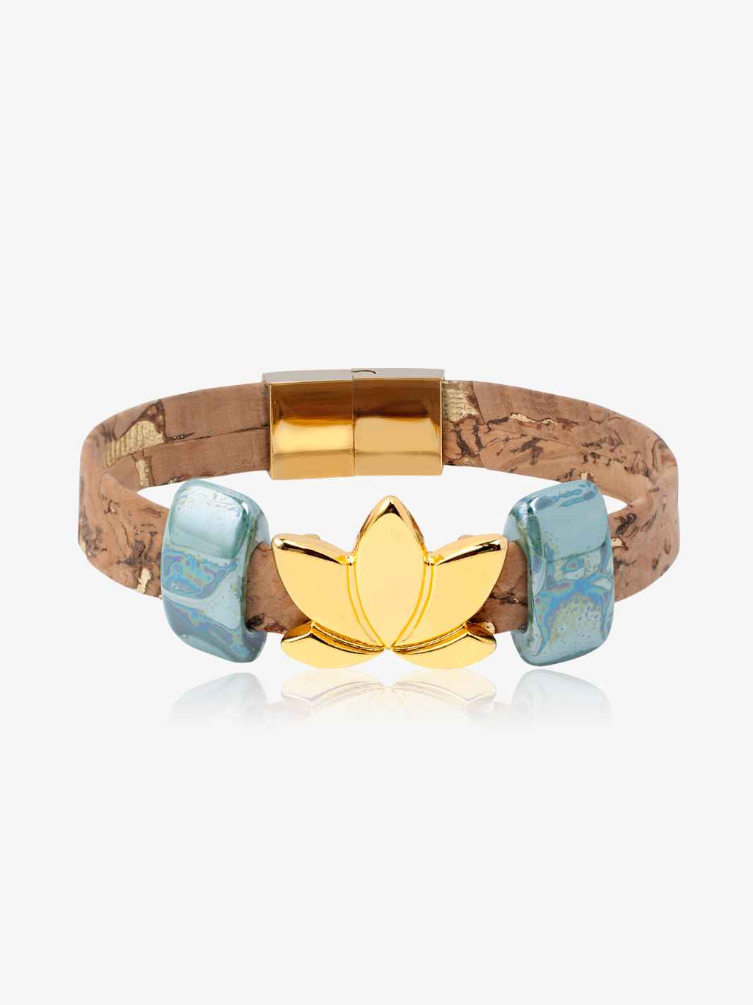 Sacred Lotus Bracelet in Porcelain Ceramic and Cork